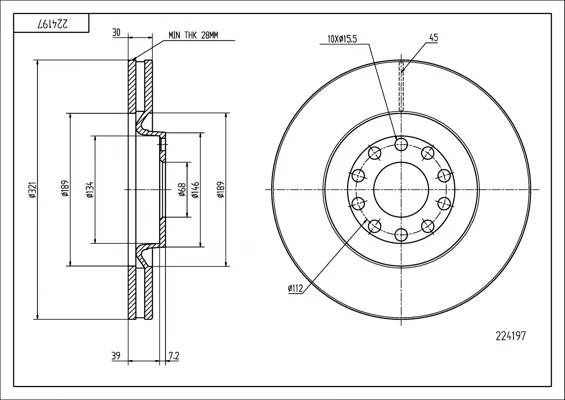 BRZ.KOTOUČ /P/ A6 QUATTRO 2.7IV6 99-04 HART 224197