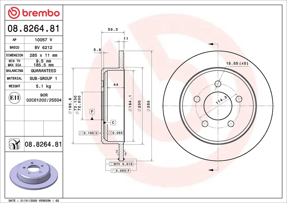 Brzdový kotouč BREMBO 08.8264.81