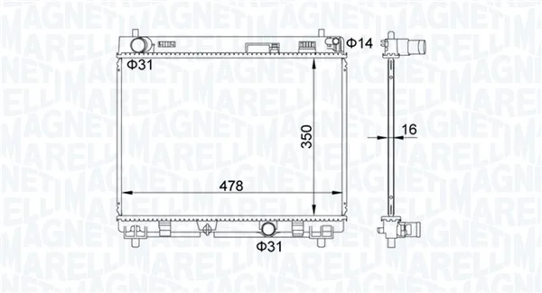 Chladič, chlazení motoru MAGNETI MARELLI 350213208200 Chladič, chlazení motoru MAGNETI MARELLI 350213208200