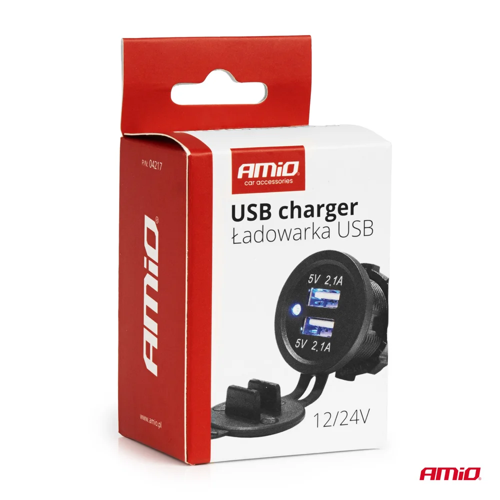 Vodotěsná nabíječka s modrým LED indikátorem 4.2A 2xUSB 12/24V AMiO-04217 - Obrázek 5