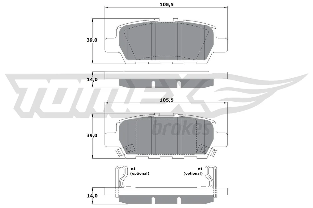 Sada brzdových destiček, kotoučová brzda Tomex Brakes TX17-57