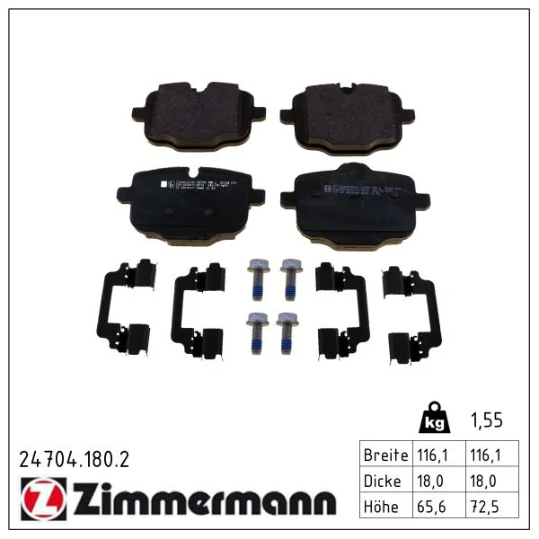 Sada brzdových destiček, kotoučová brzda ZIMMERMANN 24704.180.2