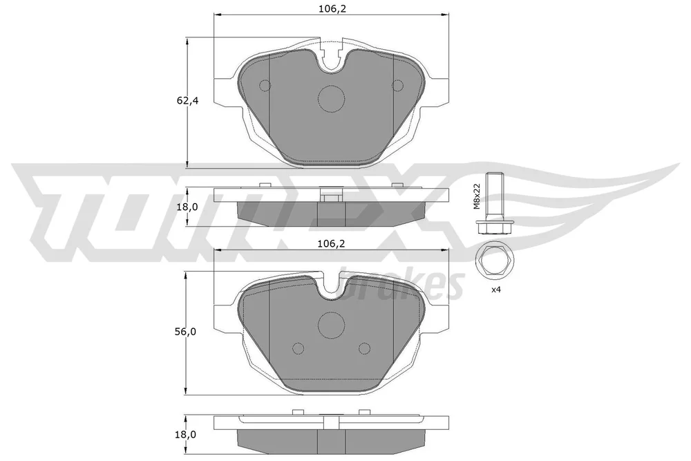 Sada brzdových destiček, kotoučová brzda Tomex Brakes TX17-34 Sada brzdových destiček, kotoučová brzda Tomex Brakes TX17-34