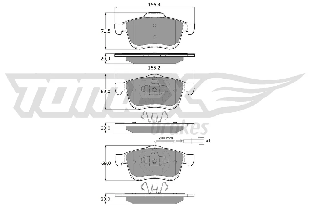 Sada brzdových destiček, kotoučová brzda Tomex Brakes TX16-63
