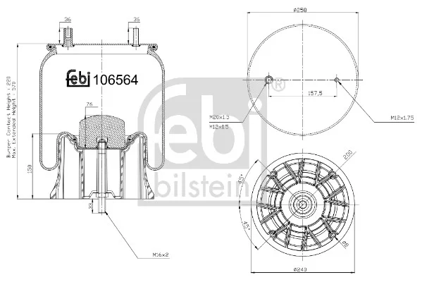 Mech, pneumatické odpružení FEBI BILSTEIN 106564 Mech, pneumatické odpružení FEBI BILSTEIN 106564