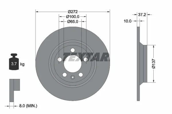 Brzdový kotouč TEXTAR 92315303 – OE 2Q0615601G