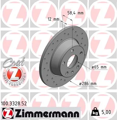 Kotouč brzdový ZIMMERMANN 100.3328.52 – OE 8J0615601