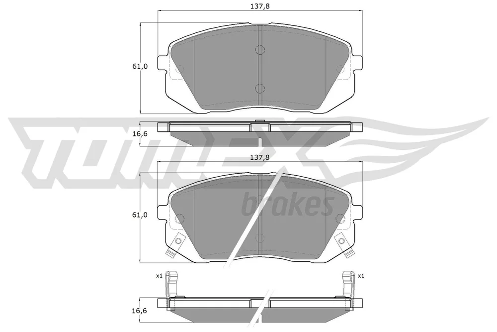 Sada brzdových destiček, kotoučová brzda Tomex Brakes TX16-44