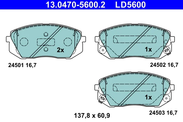 Sada brzdových destiček, kotoučová brzda ATE 13.0470-5600.2