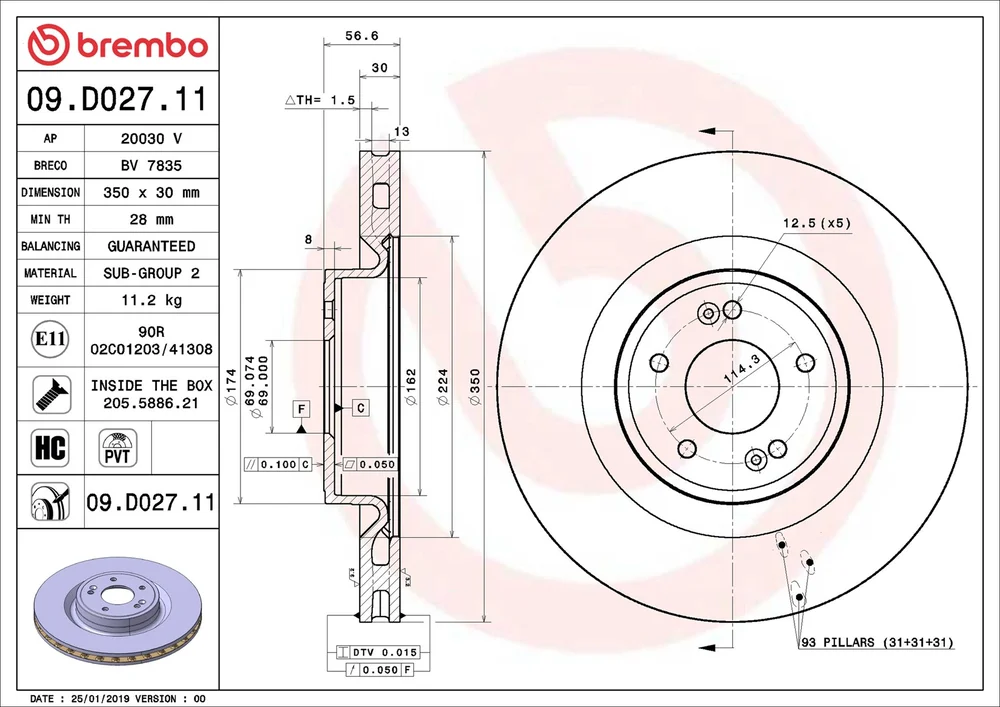 Brzdový kotouč BREMBO 09.D027.11