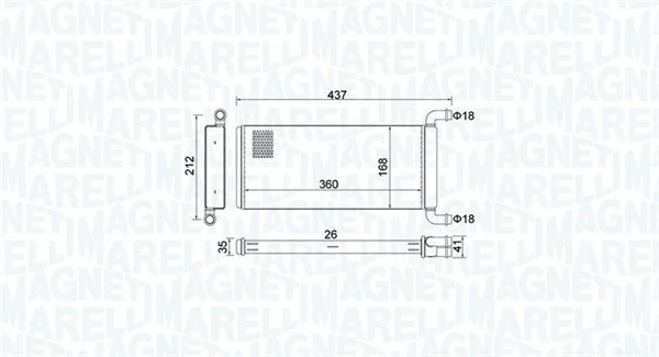 Výměník tepla, vnitřní vytápění MAGNETI MARELLI 350218451000 Výměník tepla, vnitřní vytápění MAGNETI MARELLI 350218451000