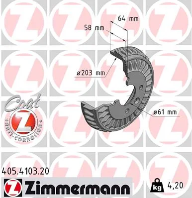 Brzdový buben ZIMMERMANN 405.4103.20