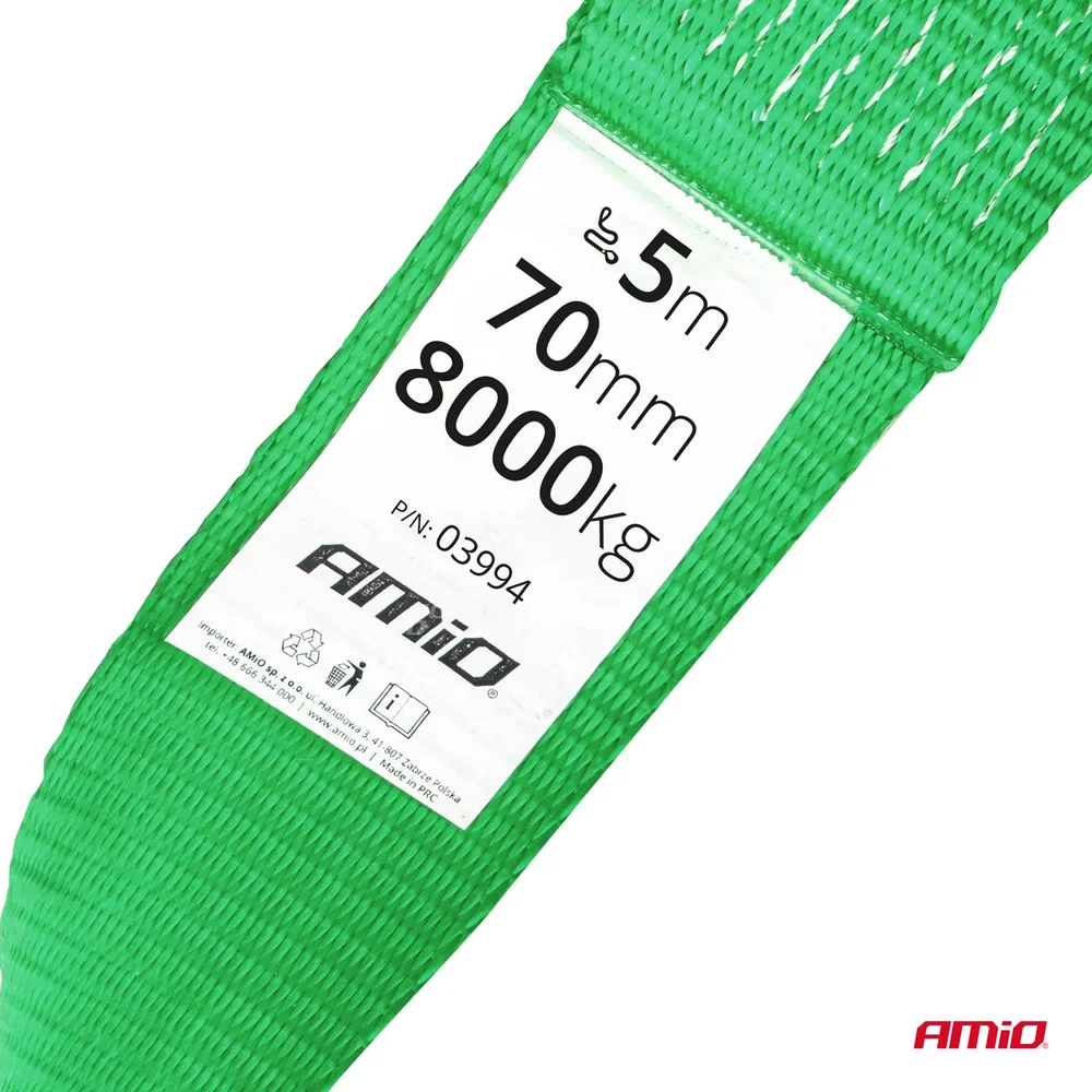 Popruh 8000kg 70mm 5m HAK + UCHO AMIO-03994 - Obrázek 2