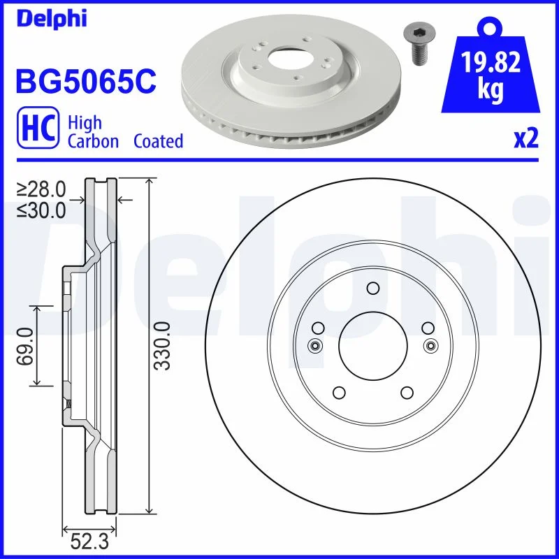 Brzdový kotouč DELPHI BG5065C – OE 51712S0000