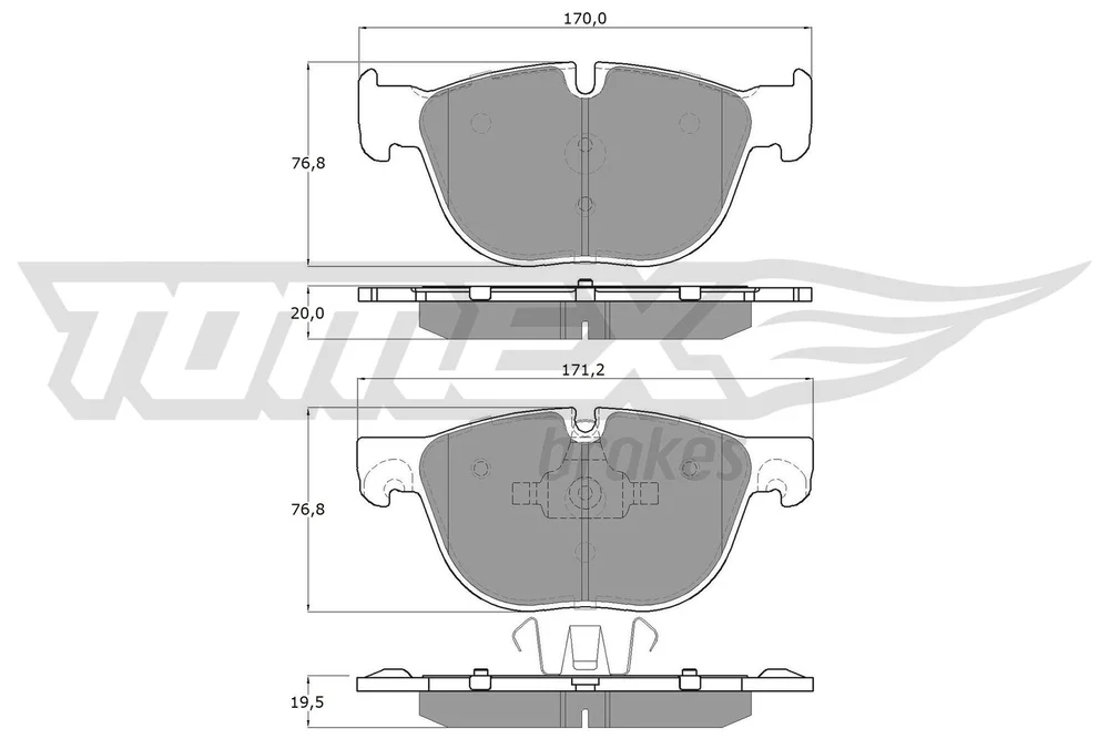 Sada brzdových destiček, kotoučová brzda Tomex Brakes TX16-68