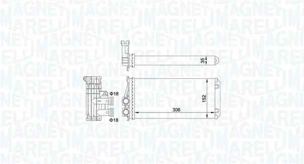 Výměník tepla, vnitřní vytápění MAGNETI MARELLI 350218435000 Výměník tepla, vnitřní vytápění MAGNETI MARELLI 350218435000