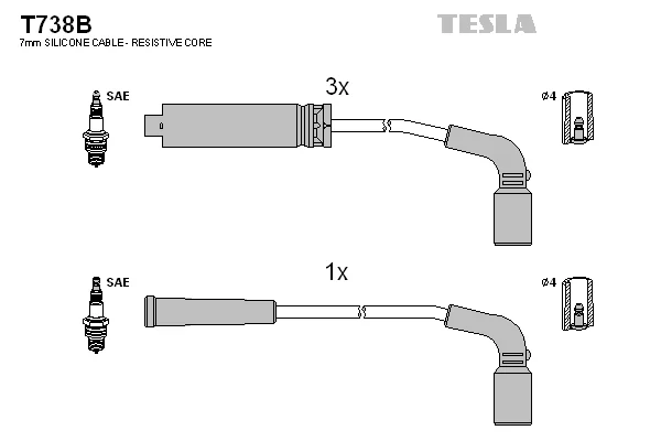 Sada kabelů pro zapalování TESLA T738B