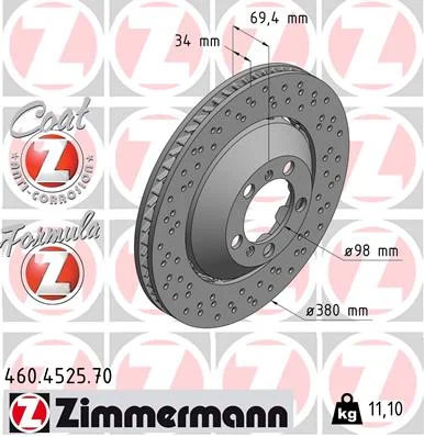 Brzdový kotouč ZIMMERMANN 460.4525.70 – OE 99135140681