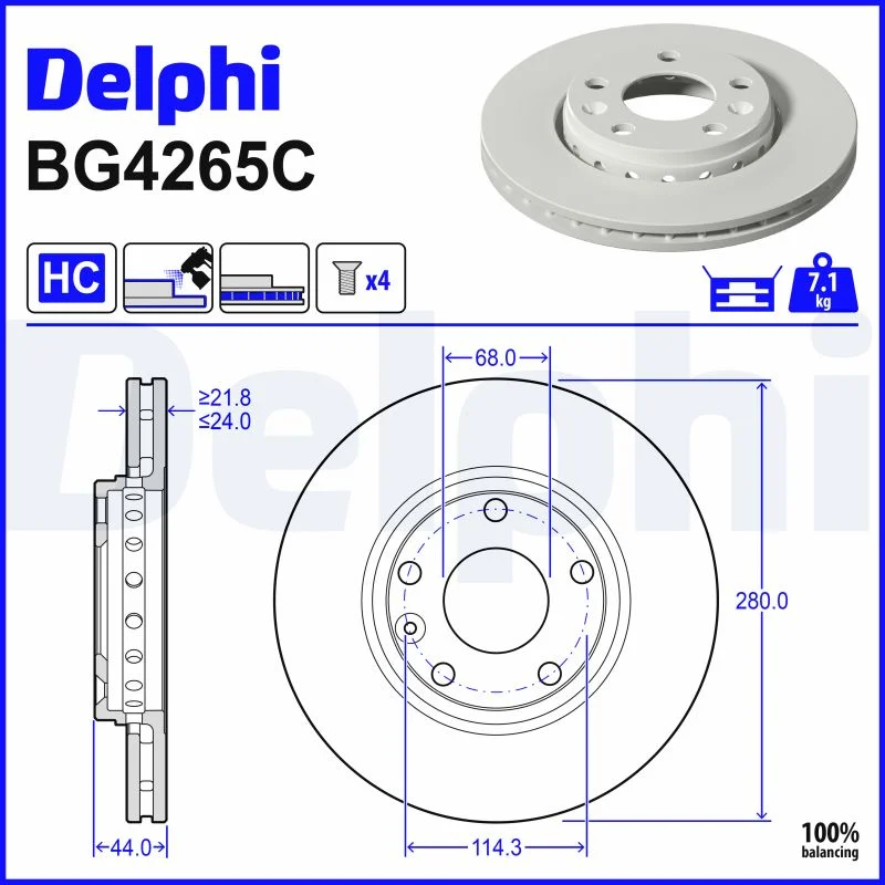 Brzdový kotouč DELPHI BG4265C Brzdový kotouč DELPHI BG4265C