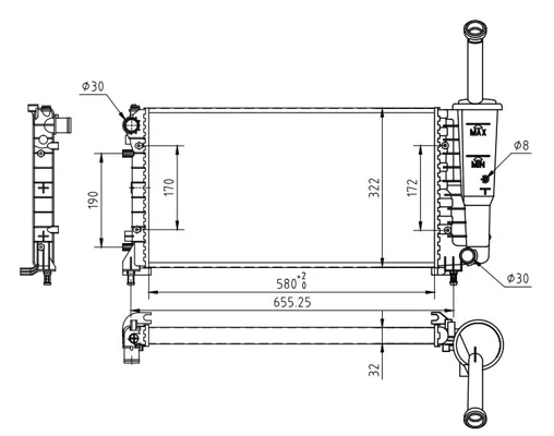 CHLADIČ FIAT IDEA 350 1.4 04- HART 637133 CHLADIČ FIAT IDEA 350 1.4 04- HART 637133